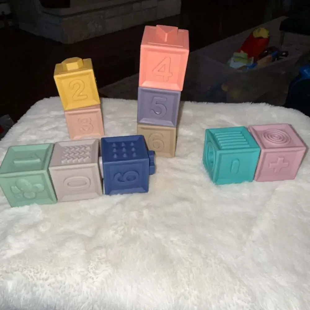 Silicone Soft Baby Stacking and Sensory Building Blocks Set
